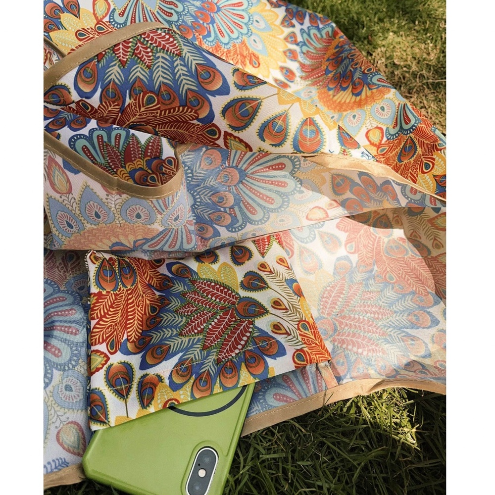 Floral Print Large Eco friendly reusable travel shopping bag - Picture 5 of 5